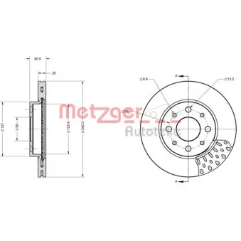 Jeu de 2 disques de frein avant METZGER 6110363