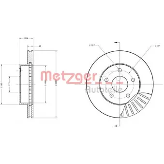 Jeu de 2 disques de frein avant METZGER 6110364