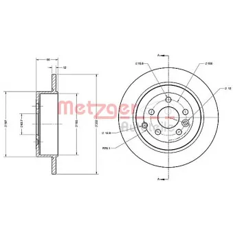 Jeu de 2 disques de frein arrière METZGER 6110366