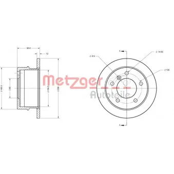 Jeu de 2 disques de frein arrière METZGER 6110368