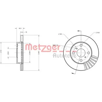 Jeu de 2 disques de frein avant METZGER 6110372