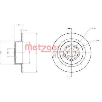 Jeu de 2 disques de frein arrière METZGER 6110374