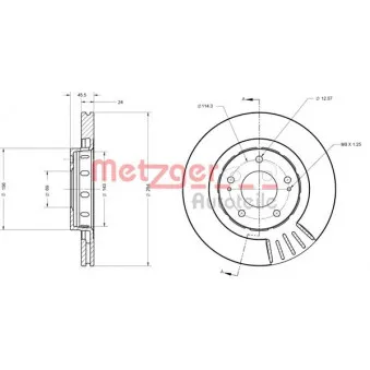 Jeu de 2 disques de frein avant METZGER 6110375