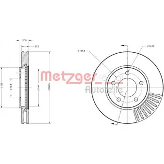 Jeu de 2 disques de frein avant METZGER 6110382