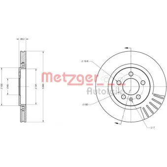 Jeu de 2 disques de frein avant METZGER 6110385