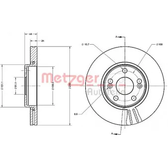 Jeu de 2 disques de frein avant METZGER 6110386
