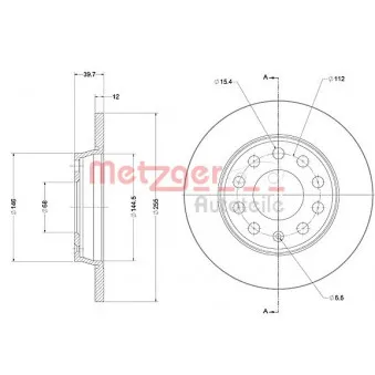 Jeu de 2 disques de frein arrière METZGER 6110389