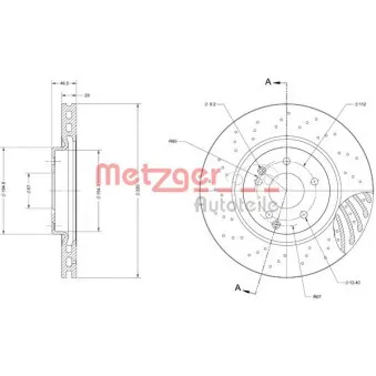 Jeu de 2 disques de frein avant METZGER 6110393