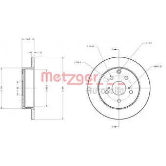 Jeu de 2 disques de frein arrière METZGER 6110394