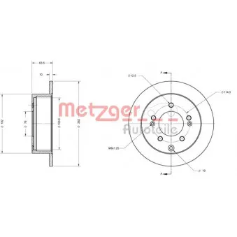 Jeu de 2 disques de frein arrière METZGER 6110396