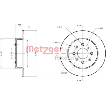 Jeu de 2 disques de frein arrière METZGER 6110400