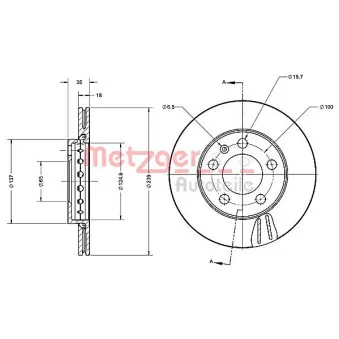Jeu de 2 disques de frein avant METZGER 6110403