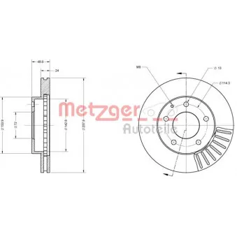 Jeu de 2 disques de frein avant METZGER 6110409
