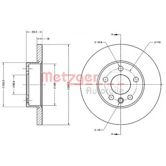 Jeu de 2 disques de frein avant METZGER 6110414