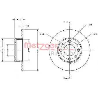 Jeu de 2 disques de frein avant METZGER 6110418