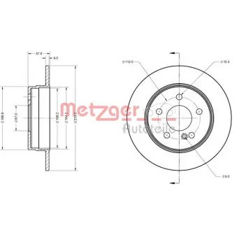 Jeu de 2 disques de frein arrière METZGER 6110423