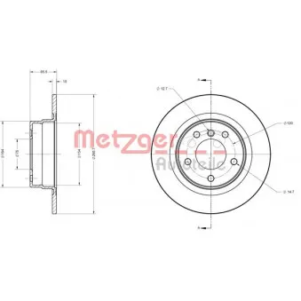 Jeu de 2 disques de frein arrière METZGER 6110424