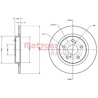 Jeu de 2 disques de frein arrière METZGER 6110427