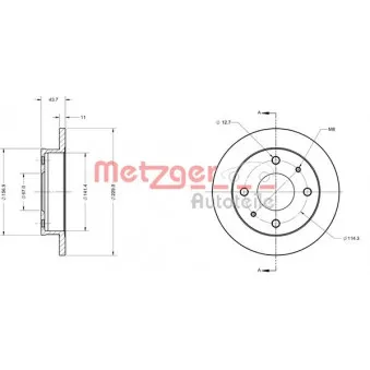 Jeu de 2 disques de frein avant METZGER 6110429