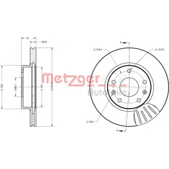 Jeu de 2 disques de frein avant METZGER 6110430