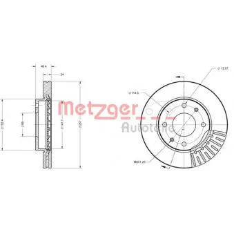 Jeu de 2 disques de frein avant METZGER 6110433