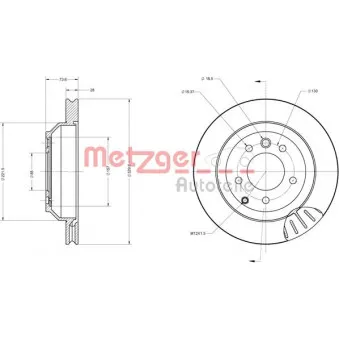 Jeu de 2 disques de frein arrière METZGER 6110434