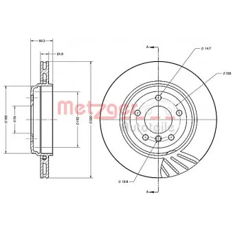 Jeu de 2 disques de frein arrière METZGER 6110435
