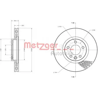 Jeu de 2 disques de frein avant METZGER 6110436