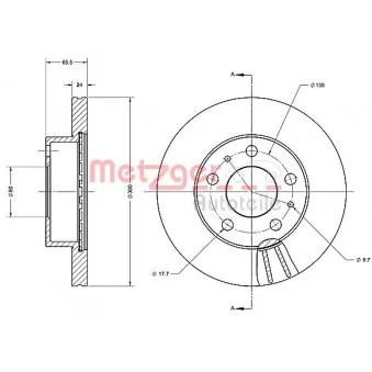 Jeu de 2 disques de frein avant METZGER 6110438