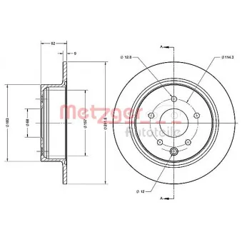 Jeu de 2 disques de frein arrière METZGER 6110442