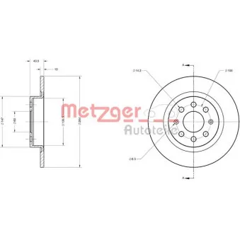 Jeu de 2 disques de frein arrière METZGER 6110443