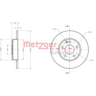 Jeu de 2 disques de frein avant METZGER 6110445