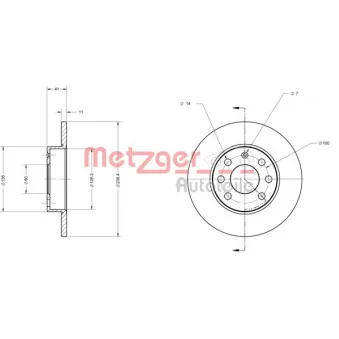 Jeu de 2 disques de frein avant METZGER 6110450