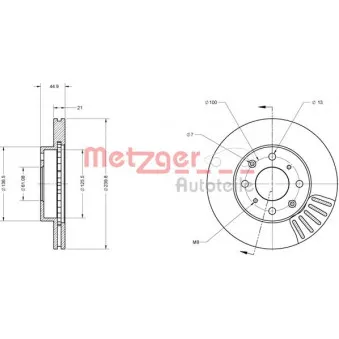 Jeu de 2 disques de frein avant METZGER 6110454