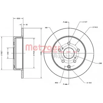Jeu de 2 disques de frein arrière METZGER 6110455