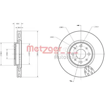 Jeu de 2 disques de frein avant METZGER 6110463