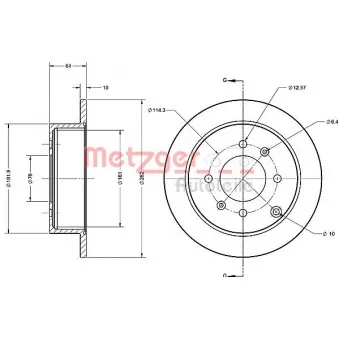 Jeu de 2 disques de frein arrière METZGER 6110464