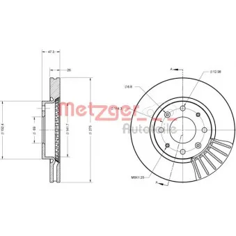 Jeu de 2 disques de frein avant METZGER 6110467