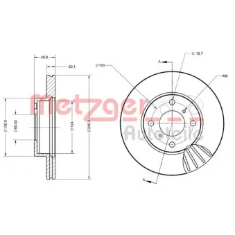 Jeu de 2 disques de frein avant METZGER 6110470