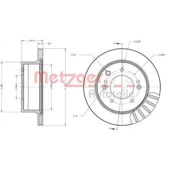 Jeu de 2 disques de frein arrière METZGER 6110471