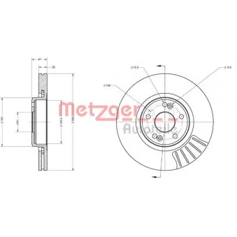 Jeu de 2 disques de frein avant METZGER 6110478
