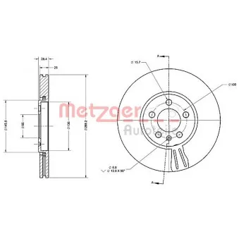Jeu de 2 disques de frein avant METZGER 6110483