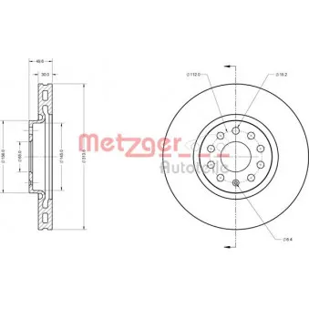 Jeu de 2 disques de frein avant METZGER 6110486