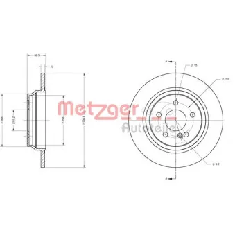 Jeu de 2 disques de frein arrière METZGER 6110489