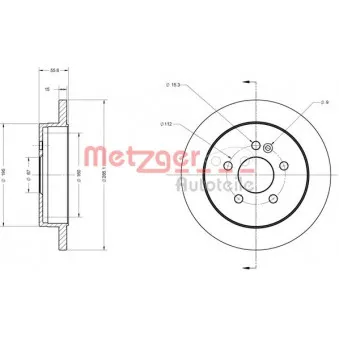 Jeu de 2 disques de frein arrière METZGER 6110491
