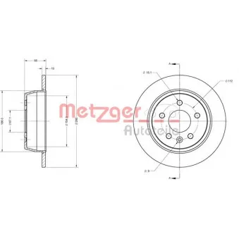Jeu de 2 disques de frein arrière METZGER 6110492