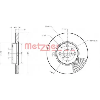 Jeu de 2 disques de frein avant METZGER 6110496