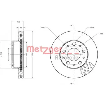 Jeu de 2 disques de frein avant METZGER 6110497