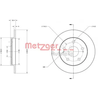 Jeu de 2 disques de frein arrière METZGER 6110498