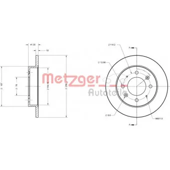 Jeu de 2 disques de frein arrière METZGER 6110510
